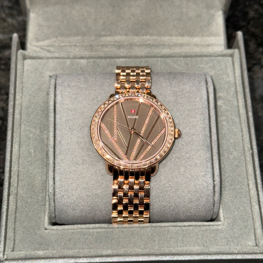 Michele Serein Rose Gold & Diamond Dial Women's Watch
